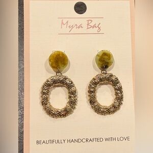 Myra Bag Textured Gold and Olive Earrings